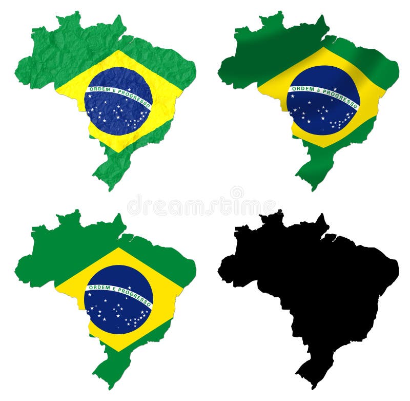 Brazil flag over map stock illustration. Illustration of country 28904109