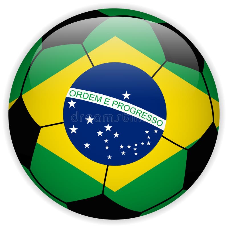 Brazil Flag with Soccer Ball Background Stock Vector Illustration of