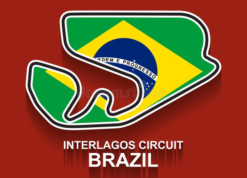 Brazil grand prix race track for Formula 1 or F1 with flag. Detailed racetrack or national circuit