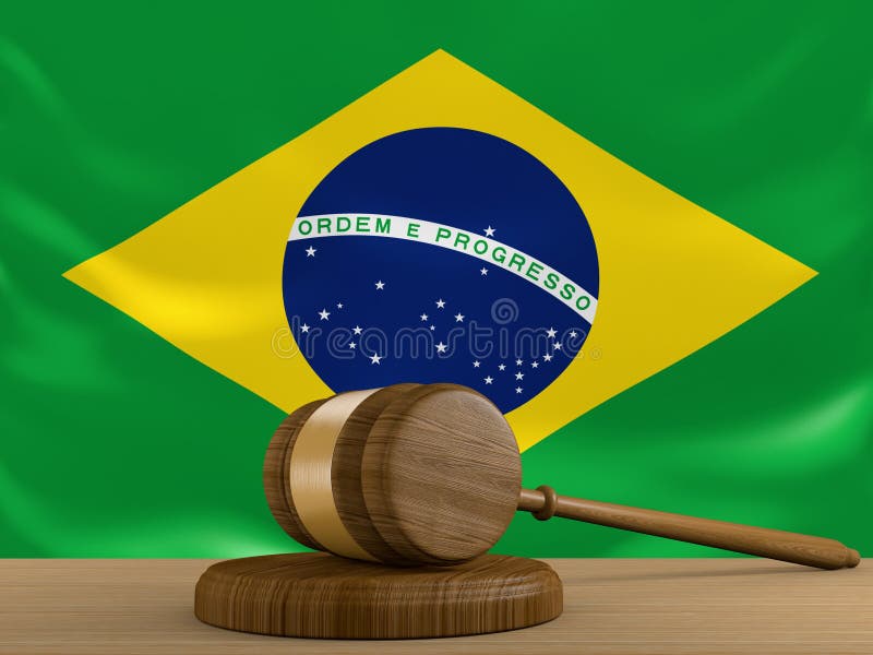 Brazil Law and Justice System with National Flag Stock Illustration