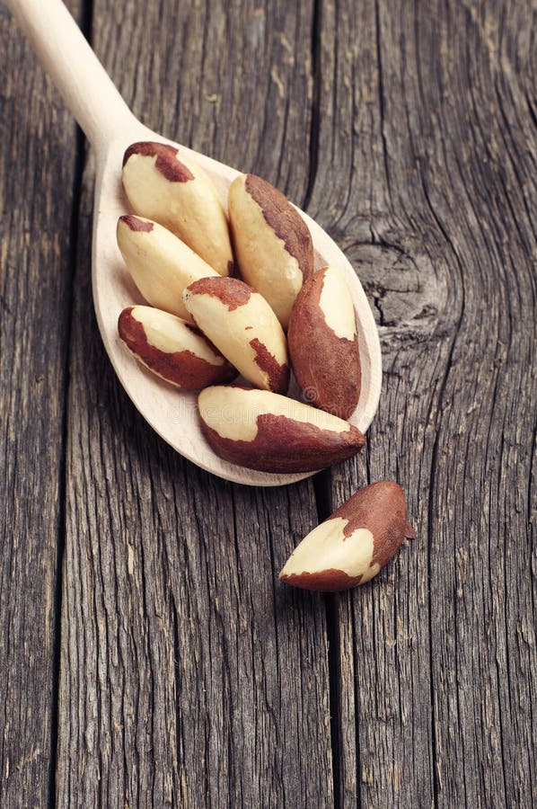 Brazil nuts in spoon