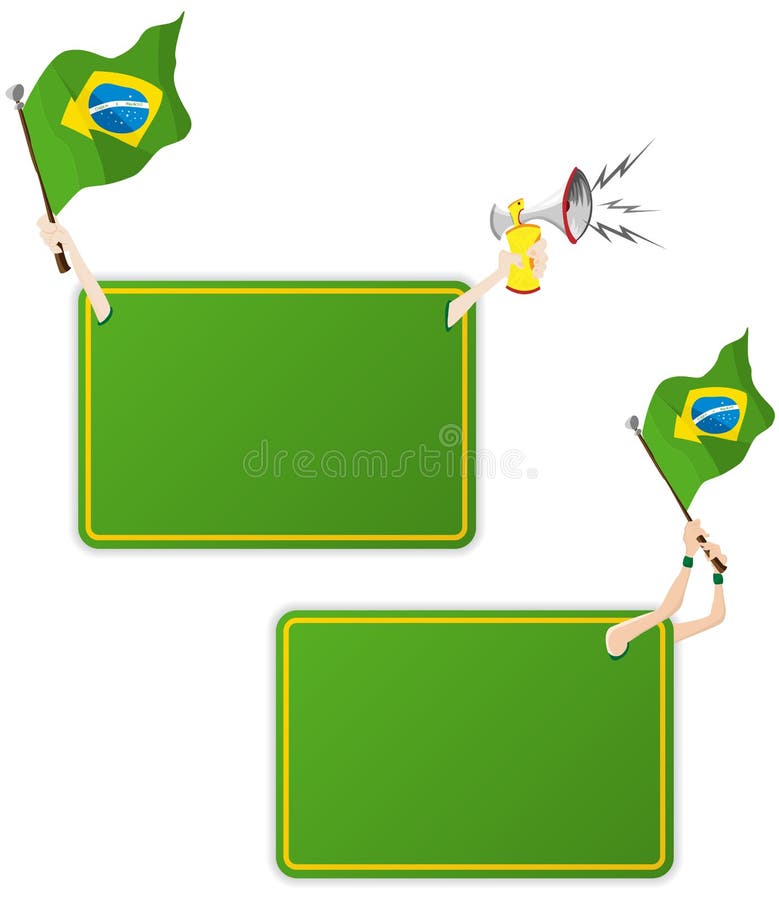 Brazil Sport Message Frame with Flag.