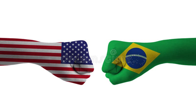 Brazil VS United States hand flag Man hands patterned football world cup