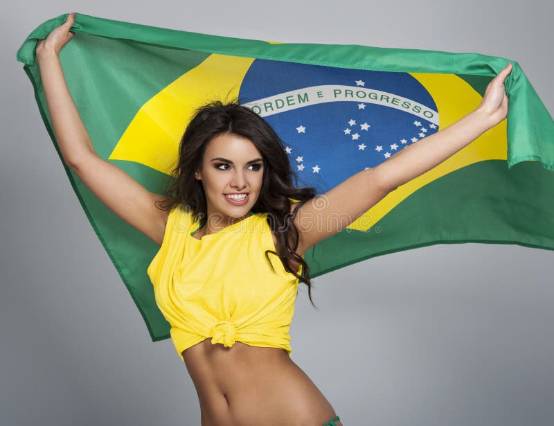 Portrait of beautiful brazilian football fan. Portrait of beautiful brazilian football fan