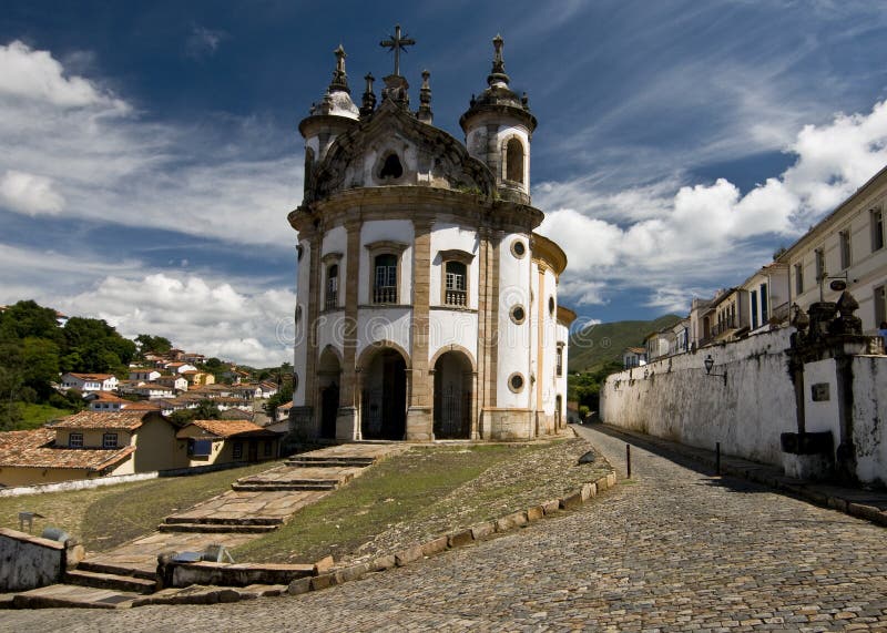 The catholic churck of Our Lady of the Rosary in Ouro Preto, a former colonial mining town located in the Serra do EspinhaÃ§o mountains and designated a World Heritage Site by UNESCO because of its uncommon Baroque architecture, as this example. Located in Minas Gerais State, Brazil. The catholic churck of Our Lady of the Rosary in Ouro Preto, a former colonial mining town located in the Serra do EspinhaÃ§o mountains and designated a World Heritage Site by UNESCO because of its uncommon Baroque architecture, as this example. Located in Minas Gerais State, Brazil.