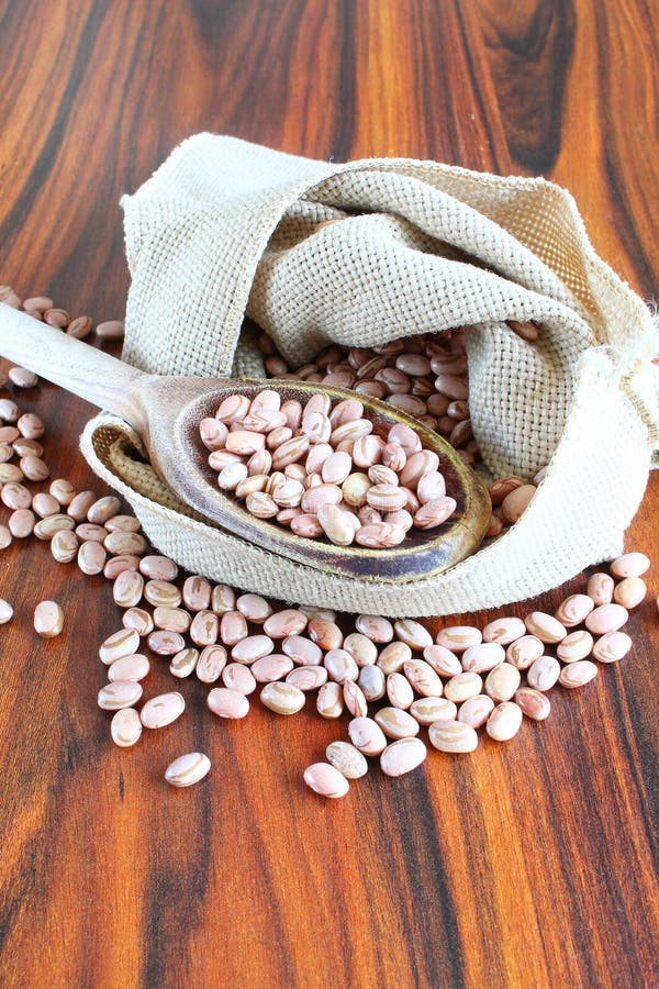 Brazilian Bean. Carioca Grains in a Jute Fabric on the Rustic Table ...