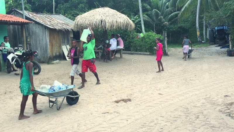 Brazilian Children Fetch Water in Bahia Village