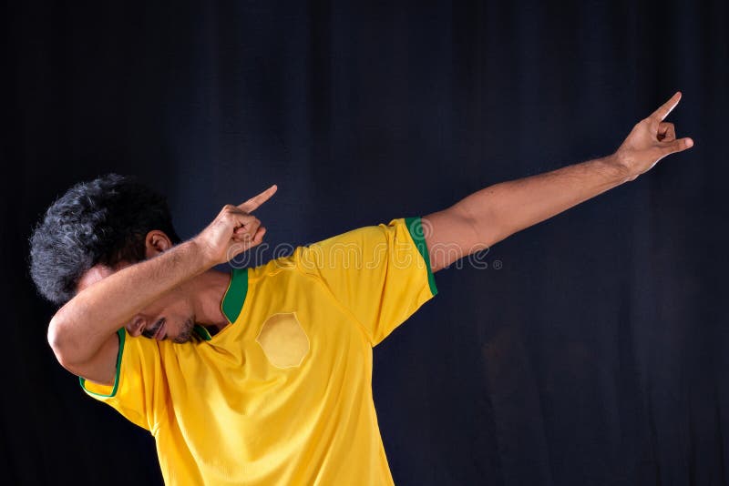 Brazilian Football Black Player Celebrating Stock Image - Image of ...