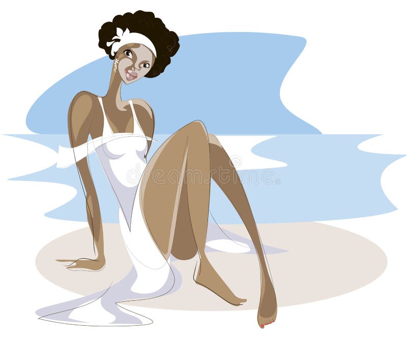 Brazilian girl in white dress vector illustration Brazilian girl in white dress vector illustration