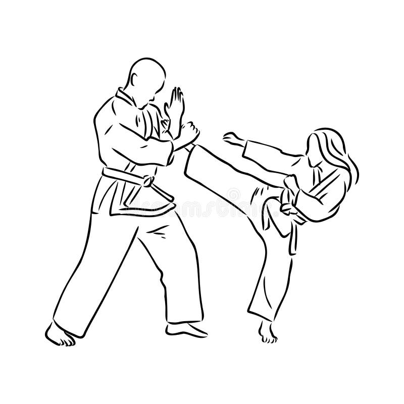 Brazilian Jiu Jitsu Technique in Vector Illustration Stock Vector