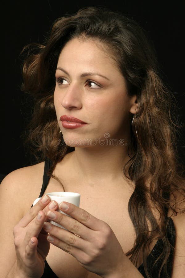 Brazilian woman with cup of coffee