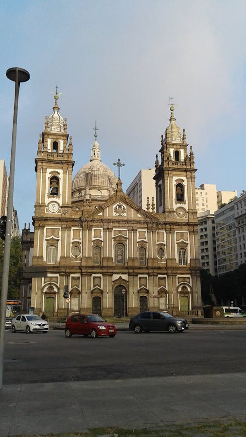 Brazilië - Rio de Janeiro - Candelaria Church - de stad in royalty-vrije stock foto's Brazilië - Rio de Janeiro - Candelaria Church - de stad in royalty-vrije stock foto's