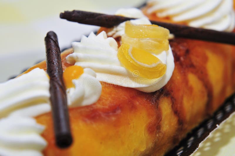 Brazo de gitano, spanish swiss roll stock photo