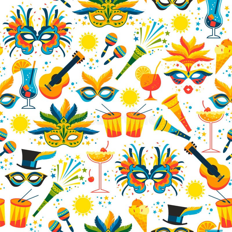 brazylijski karnawał wektor bezszwowy wzoru royalty ilustracja brazylijski karnawał wektor bezszwowy wzoru royalty ilustracja