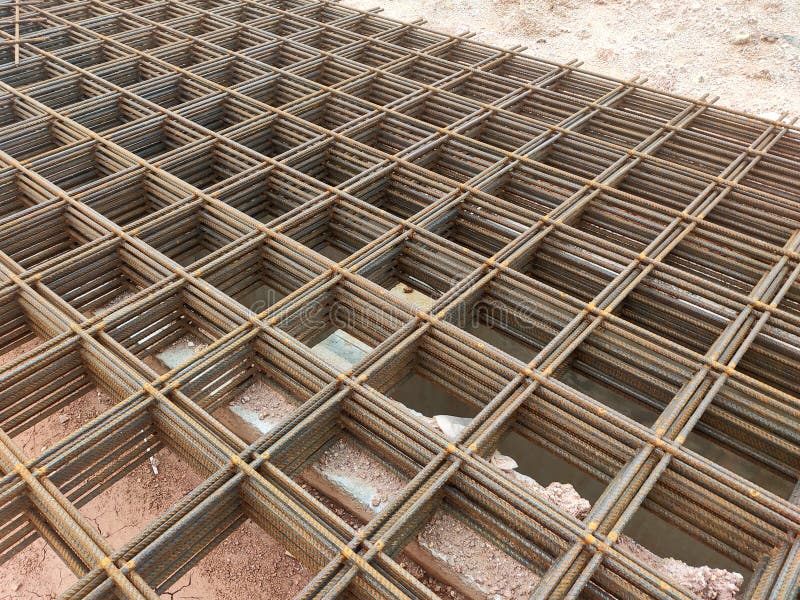 BRC welded wire mesh or BRC fabric used as part of the main structural component in-floor slab structure element in the constructi royalty free stock images