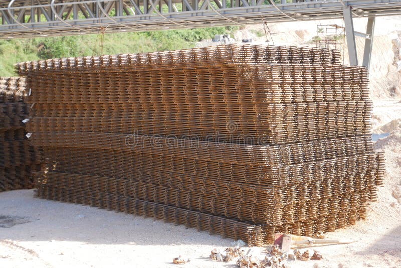 BRC welded wire mesh or BRC fabric used as part of the main structural component in-floor slab structure element in the constructi royalty free stock photos