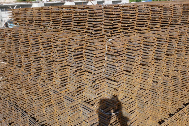 BRC welded wire mesh or BRC fabric used as part of the main structural component in-floor slab structure element in the constructi stock images