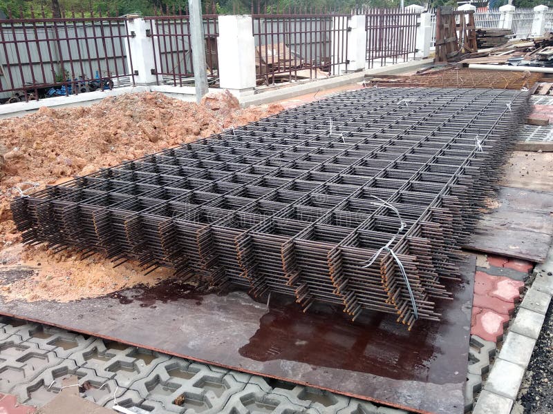 BRC welded wire mesh or BRC fabric used as part of the main structural component in-floor slab structure element in the constructi royalty free stock photo