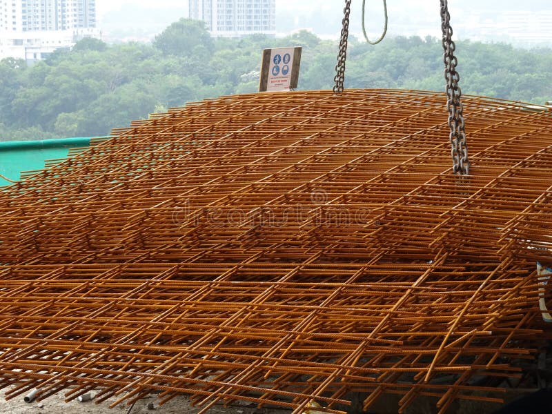 BRC welded wire mesh or BRC fabric used as part of the main structural component in-floor slab structure element in the constructi royalty free stock photos