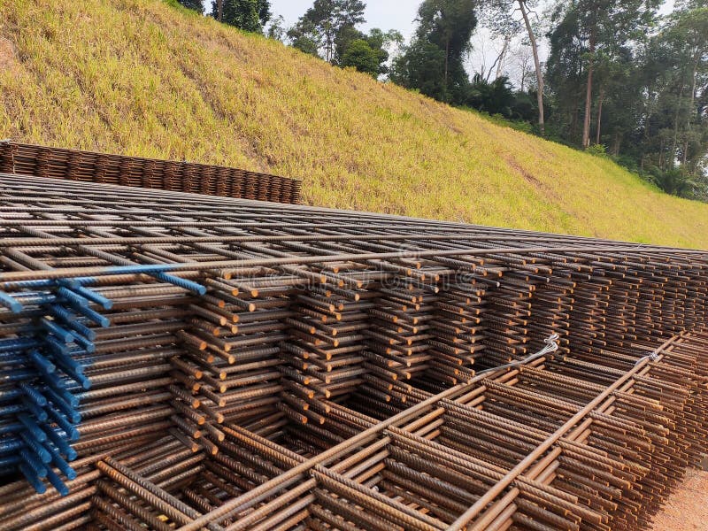 BRC welded wire mesh or BRC fabric used as part of the main structural component in-floor slab structure element in the constructi royalty free stock images