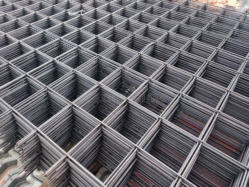 BRC welded wire mesh or BRC fabric used as part of the main structural component in-floor slab structure element in the constructi stock image
