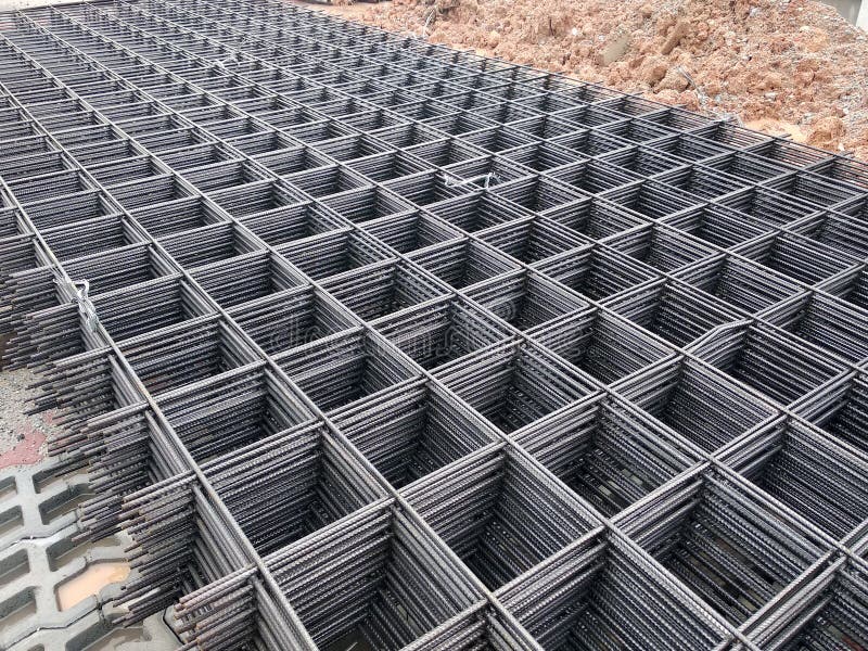 BRC welded wire mesh or BRC fabric used as part of the main structural component in-floor slab structure element in the constructi royalty free stock image