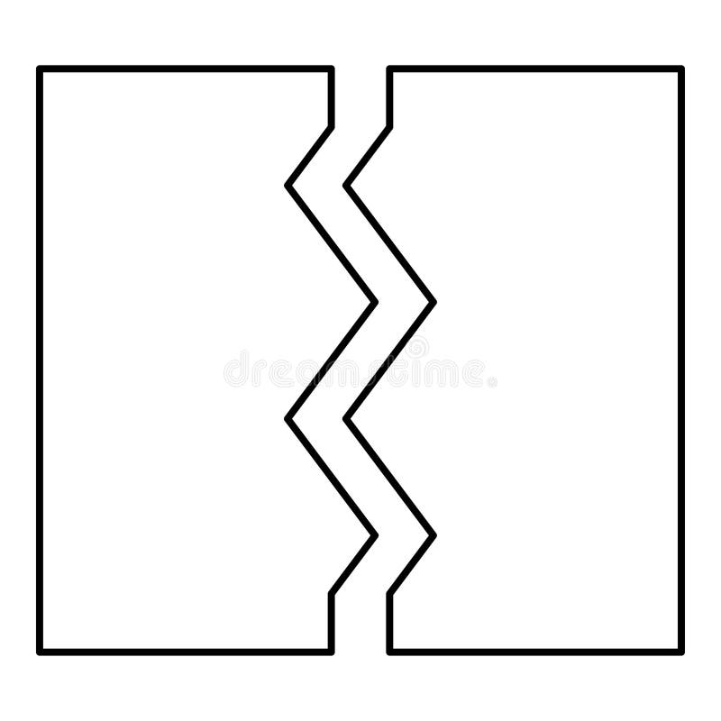 Breach broken torn tear object document contour outline line icon black color vector illustration image thin flat style vector illustration