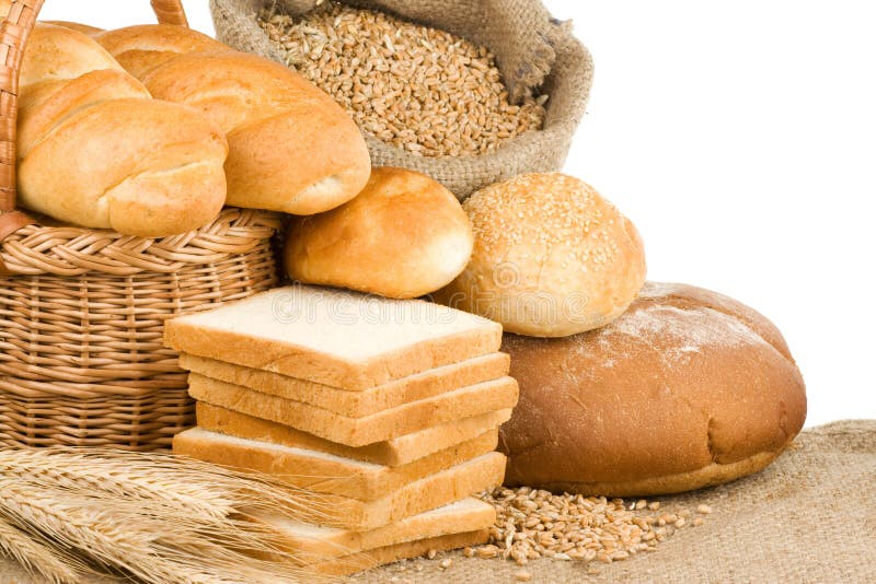 Bread and Bakery Products on White Stock Image Image of grain