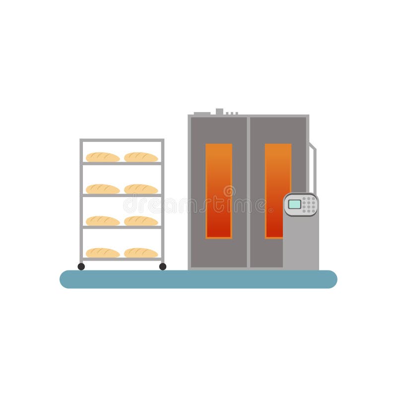 Bread baking in the oven, stage of bread production process vector Illustration on a white background stock illustration Bread baking in the oven, stage of bread production process vector Illustration on a white background stock illustration