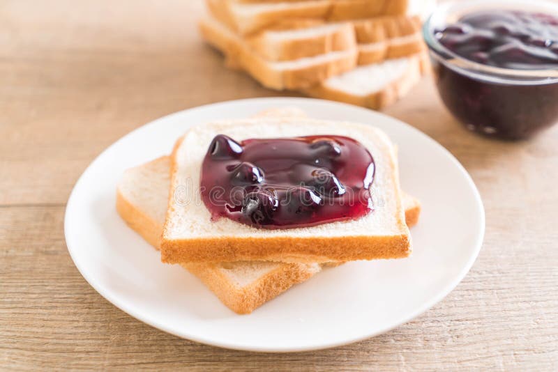 Bread with blueberry jam stock photo. Image of healthy 108281540