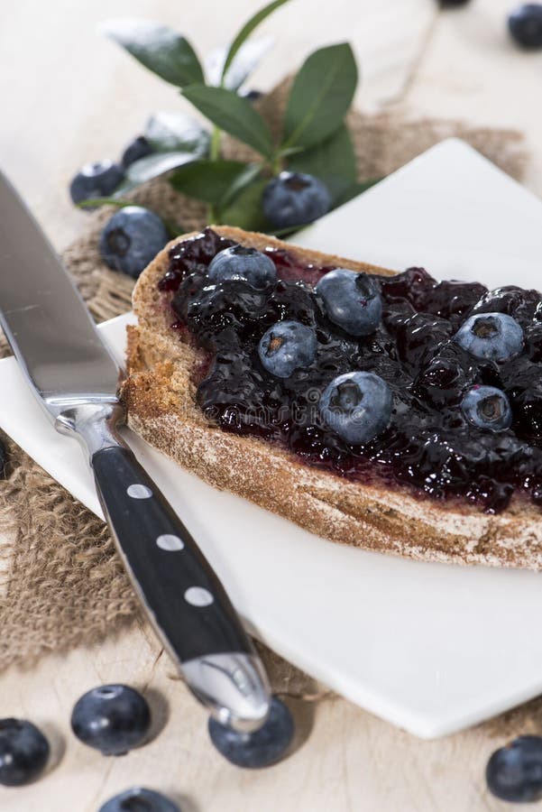 Bread with Blueberry Jam stock image. Image of food, slice 32989543