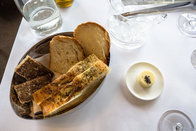 Bread and Butter in Czech Prague Restaurant Stock Image Image of dish