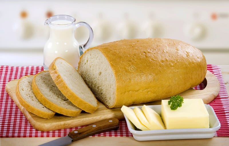 Bread Butter And Milk Stock Image Image Of Baked Morning 6193651