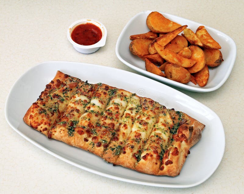 Bread with Cheese and Baked Potatoes Stock Photo Image of potatoes