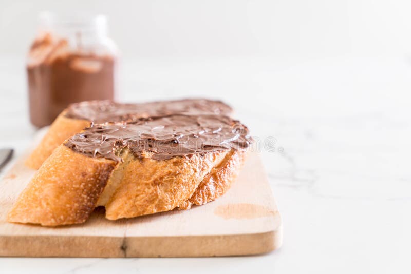 Bread with Chocolate Hazelnut Spread Stock Photo Image of slice
