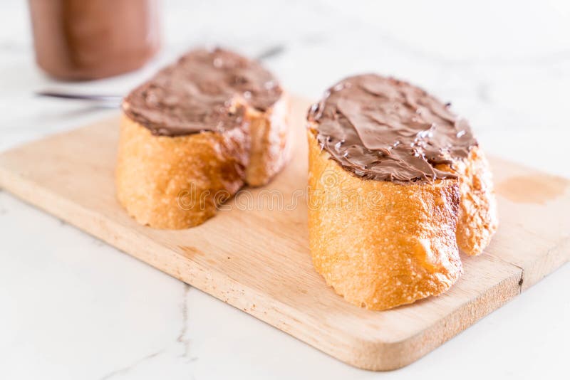 Bread with Chocolate Hazelnut Spread Stock Image Image of food