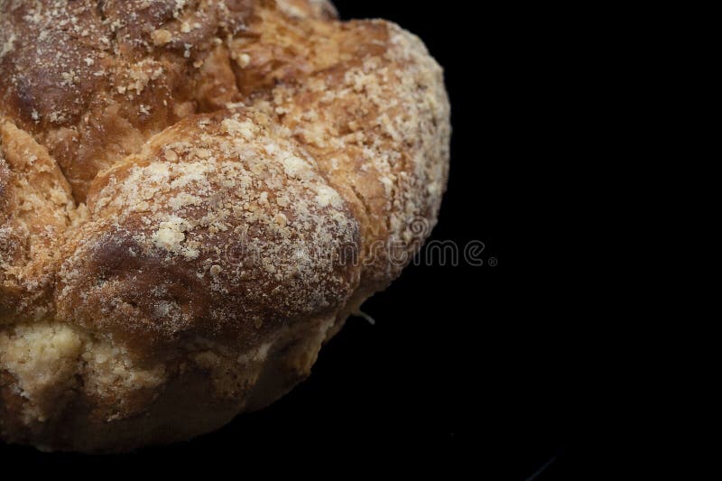 Bread close up with golden crust and crumb texture royalty free stock photo