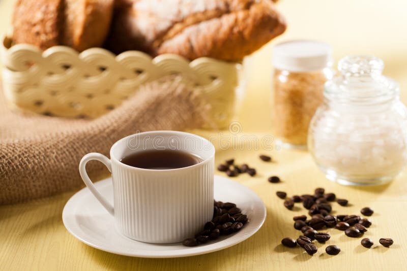 Bread and coffee stock image. Image of espresso, gourmet 33263353