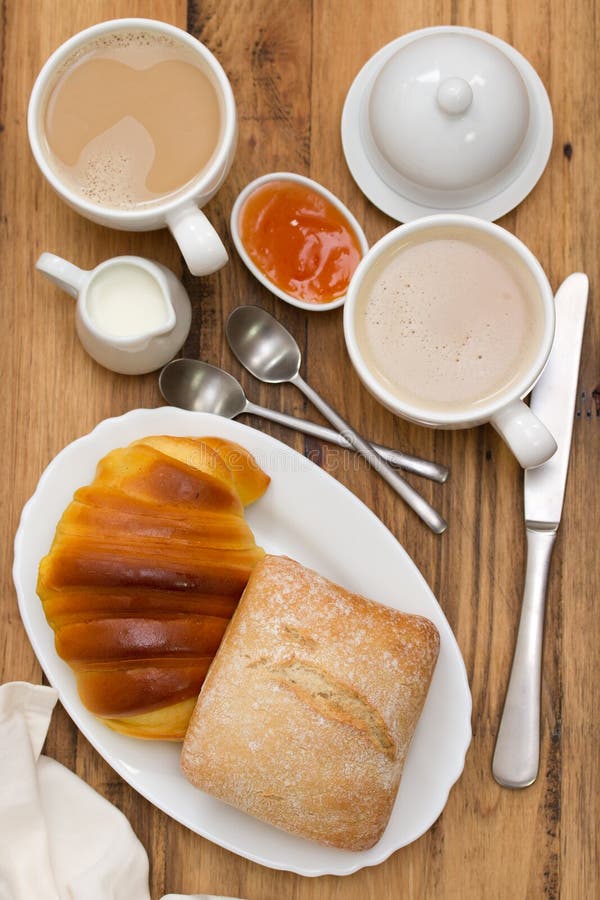 A Cup of Coffee with Bread and Jam Stock Photo Image of snack