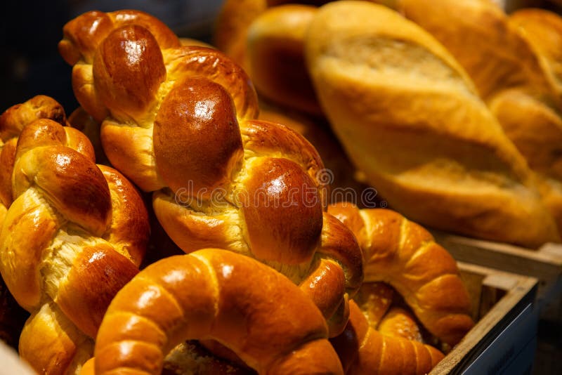 Croissants on the Shelf Waiting for Baking Costco Bakery Stock Image