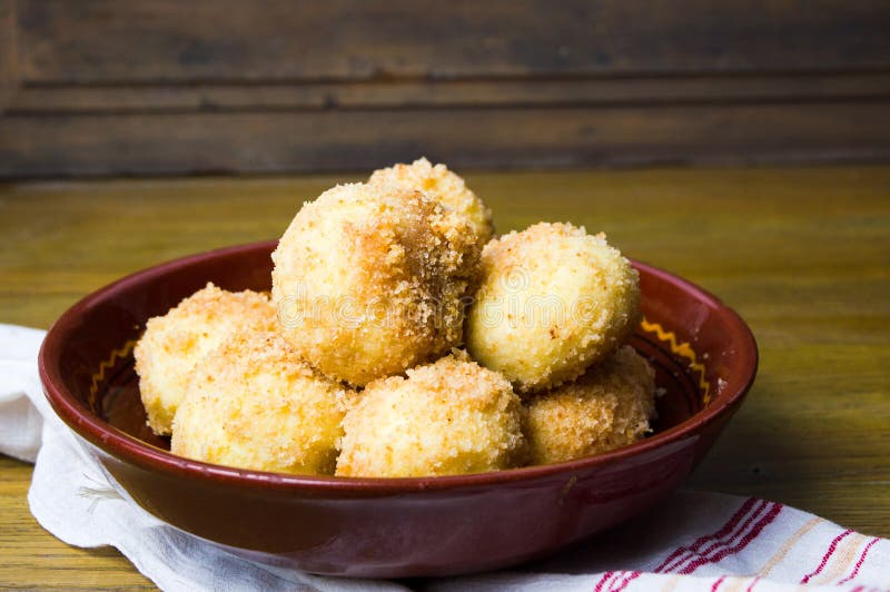 Bread crumb dumplings in a bowl