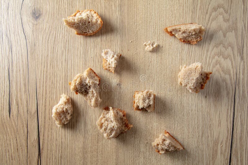 Bread Crumbs on a Wooden Table Stock Photo Image of ingredient