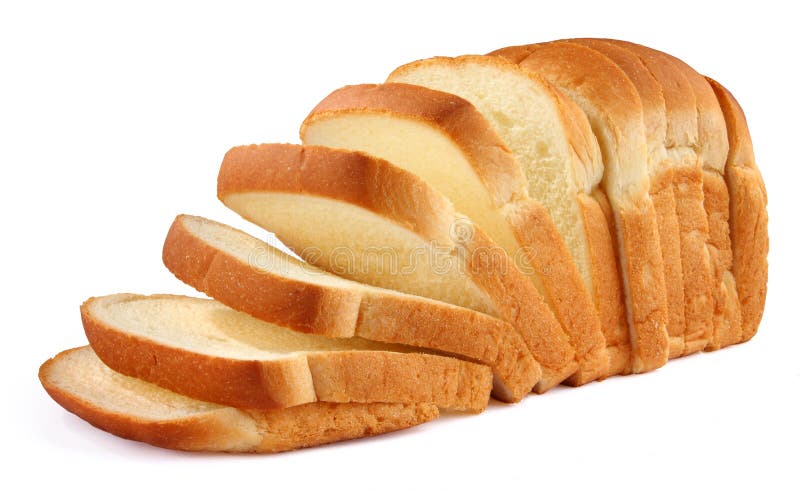 Chléb nakrájíme na bílém pozadí.