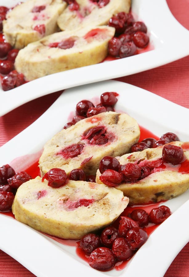 Bread dumplings with cherry