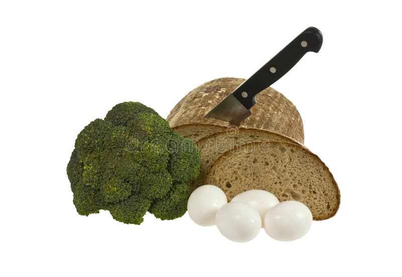 Bread, eggs and broccoli