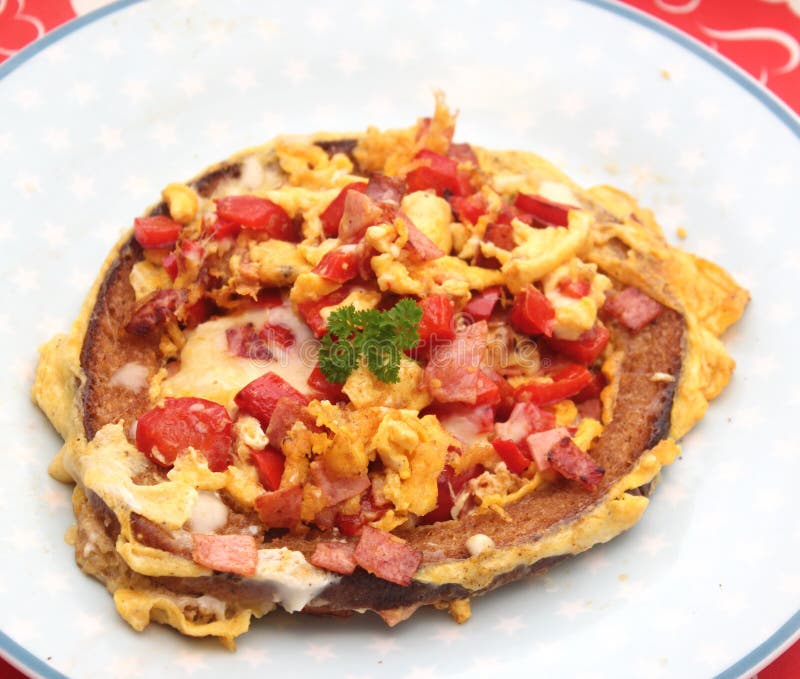 Bread with Eggs and Sausage Stock Image Image of salami, bread 100344597