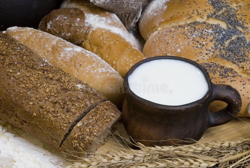 Bread and milk stock image. Image of flour, objects, medicine 3839225