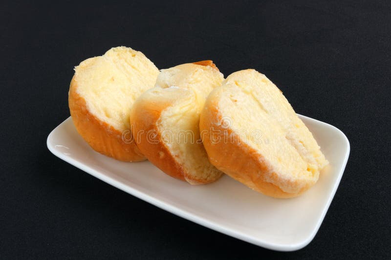 Bread with Fresh Butter and Sugar on Plate. Stock Image Image of