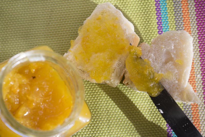 Bread and jam at breakfast stock image. Image of morning 87810863