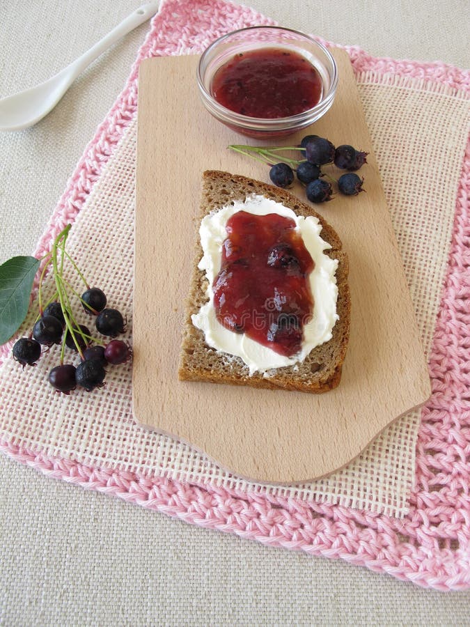 Bread with Juneberry Jam for Breakfast Stock Photo Image of juneberry